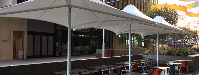 commercial white umbrella skyspans in Perth